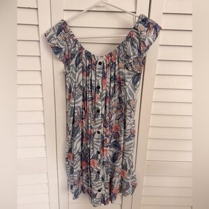 Rip Curl Floral Off-Shoulder Dress - Blue and Pink